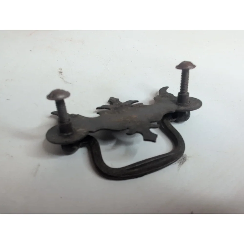 Lot (5) Vtg 3.25 in Dark Bronze Steel Chippendale Drawer Pull Victorian Dresser